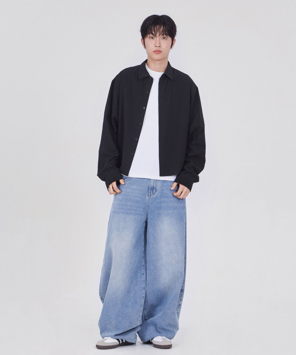 굿라이프웍스(GLW) 워시드 벌룬 데님 팬츠 블루