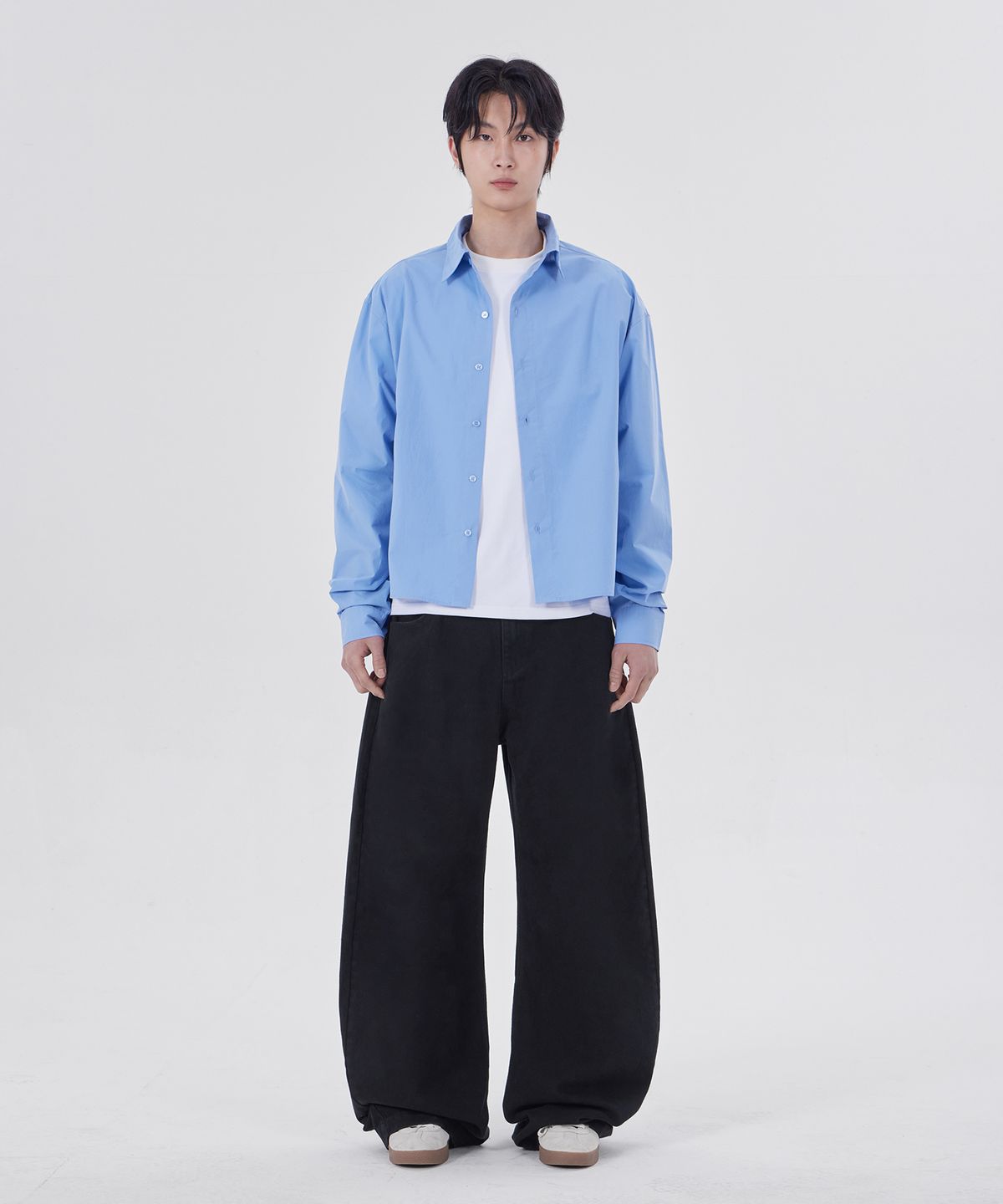 굿라이프웍스(GLW) 하이 커브드 와이드 코튼 팬츠 블랙