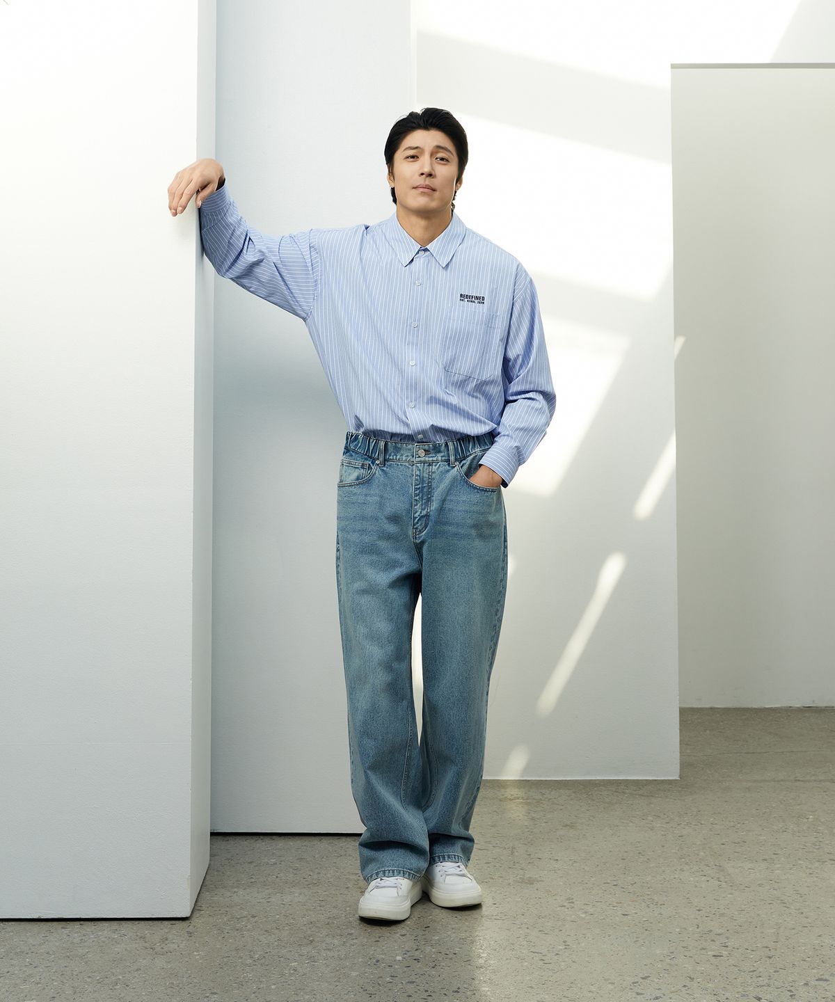 부붐(BOOVOOM) [빅사이즈]시티 스트라이프 오버핏 셔츠