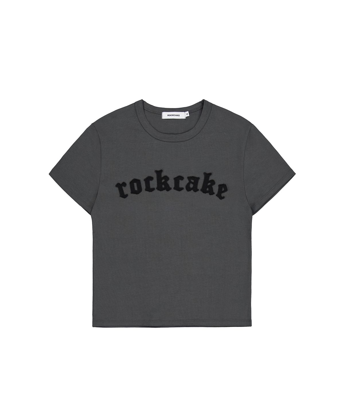 락케이크(ROCKCAKE) Small Logo Crop Top - Charcoal