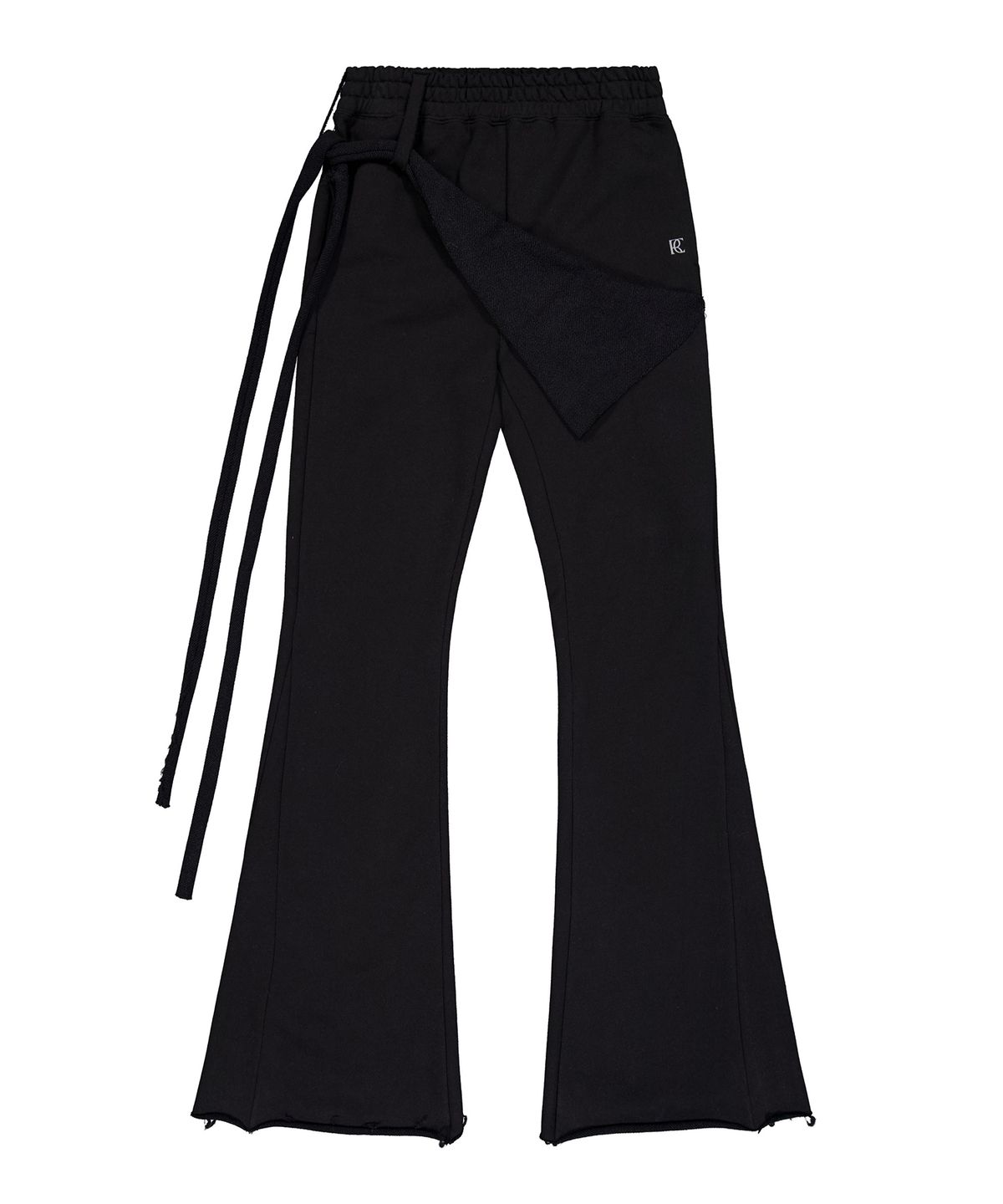 락케이크(ROCKCAKE) Wrap Skirt Flare Pants - Black