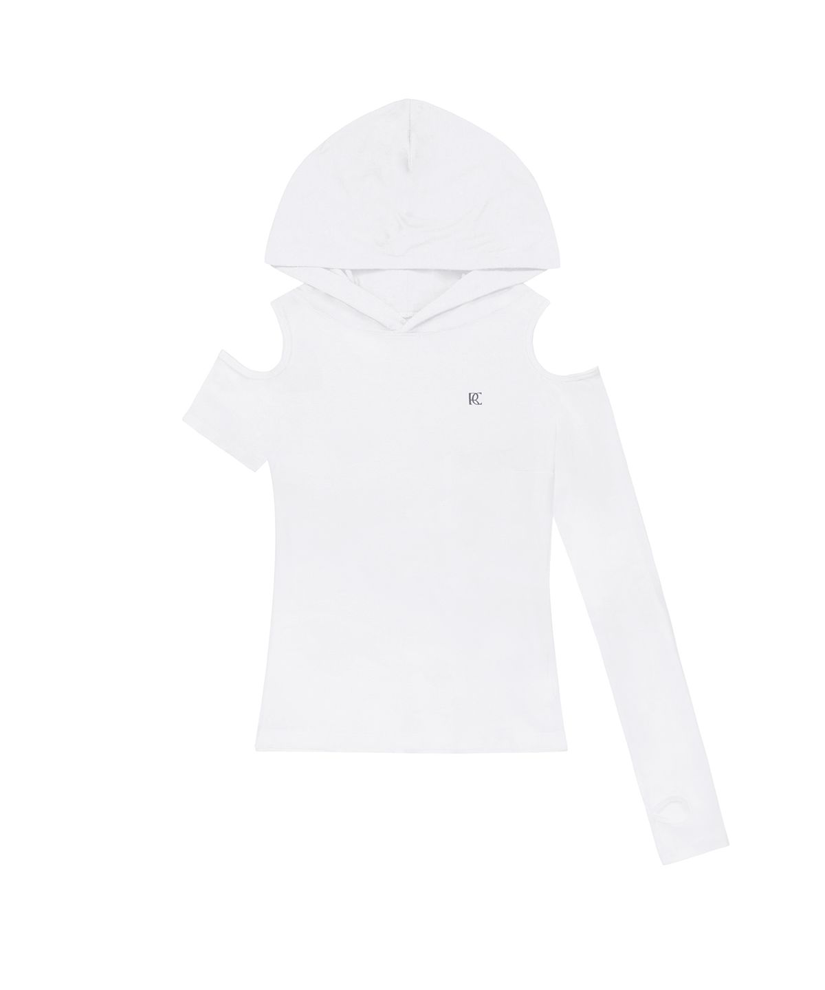 락케이크(ROCKCAKE) Asymmetry Sleeve hoodie - White