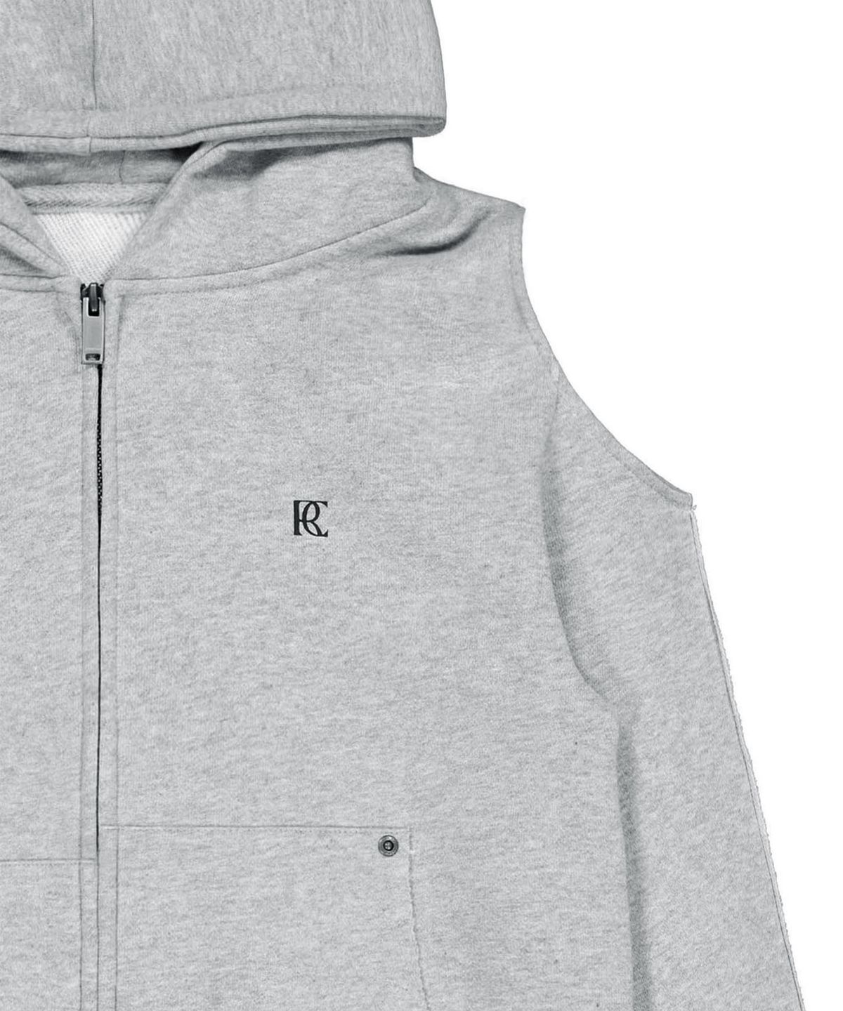 락케이크(ROCKCAKE) Offset Cutout Zip Up Hoodie - Gray