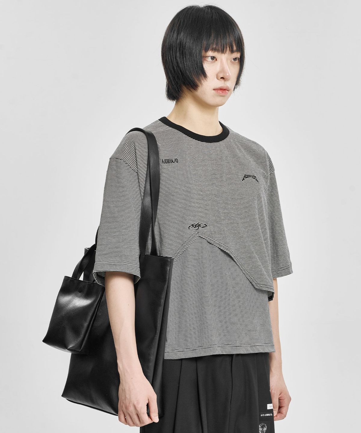 아조바이아조(AJOBYAJO) Vegan Leather Dual Tote Bag [BLACK]