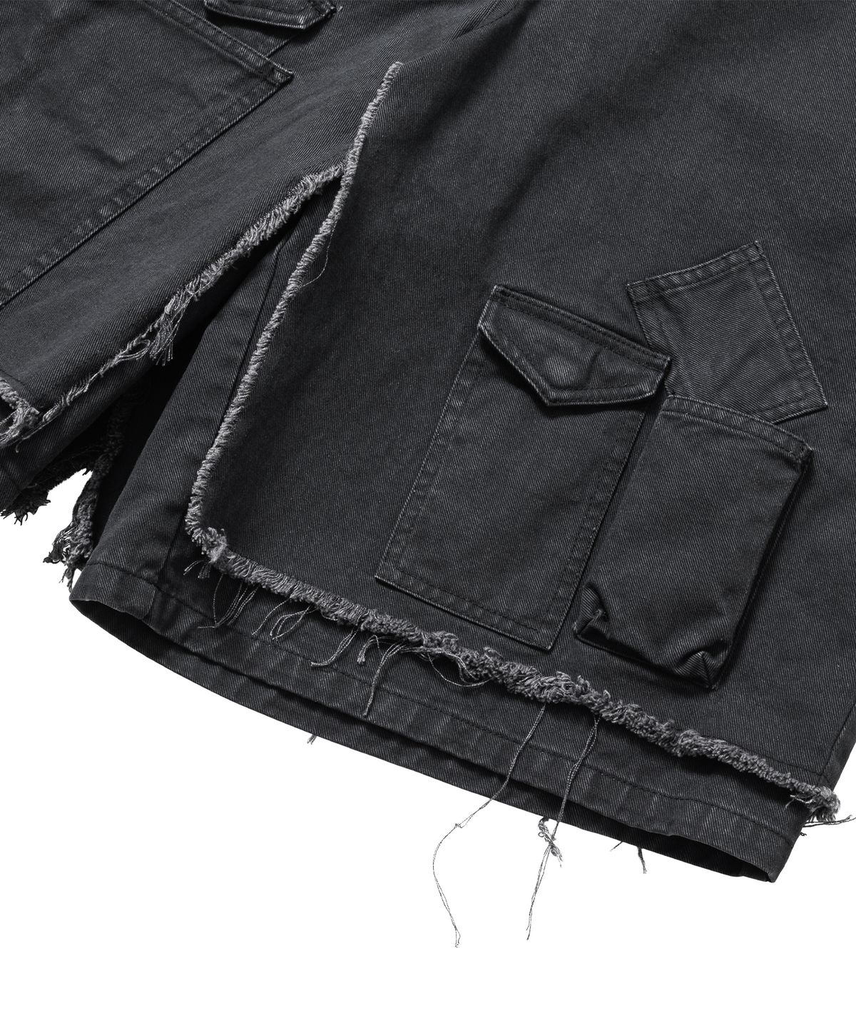아조바이아조(AJOBYAJO) Washed Layered Cargo Skirt Shorts [BLACK]