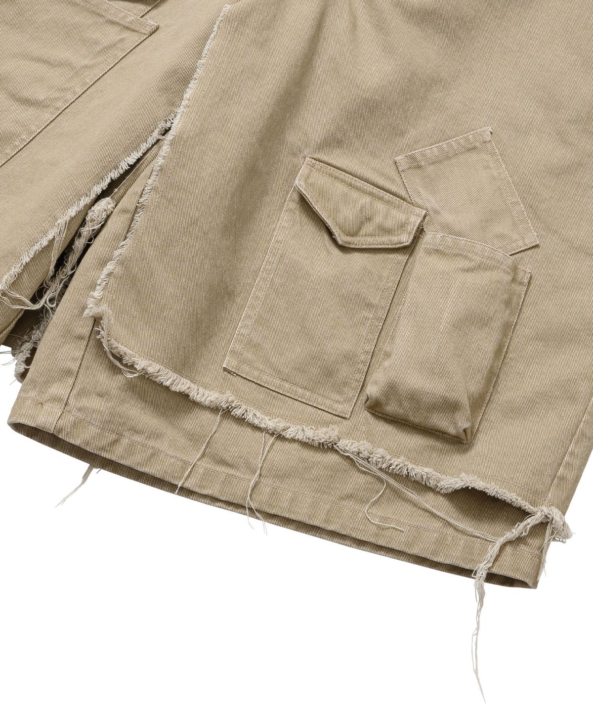 아조바이아조(AJOBYAJO) Washed Layered Cargo Skirt Shorts [BEIGE]