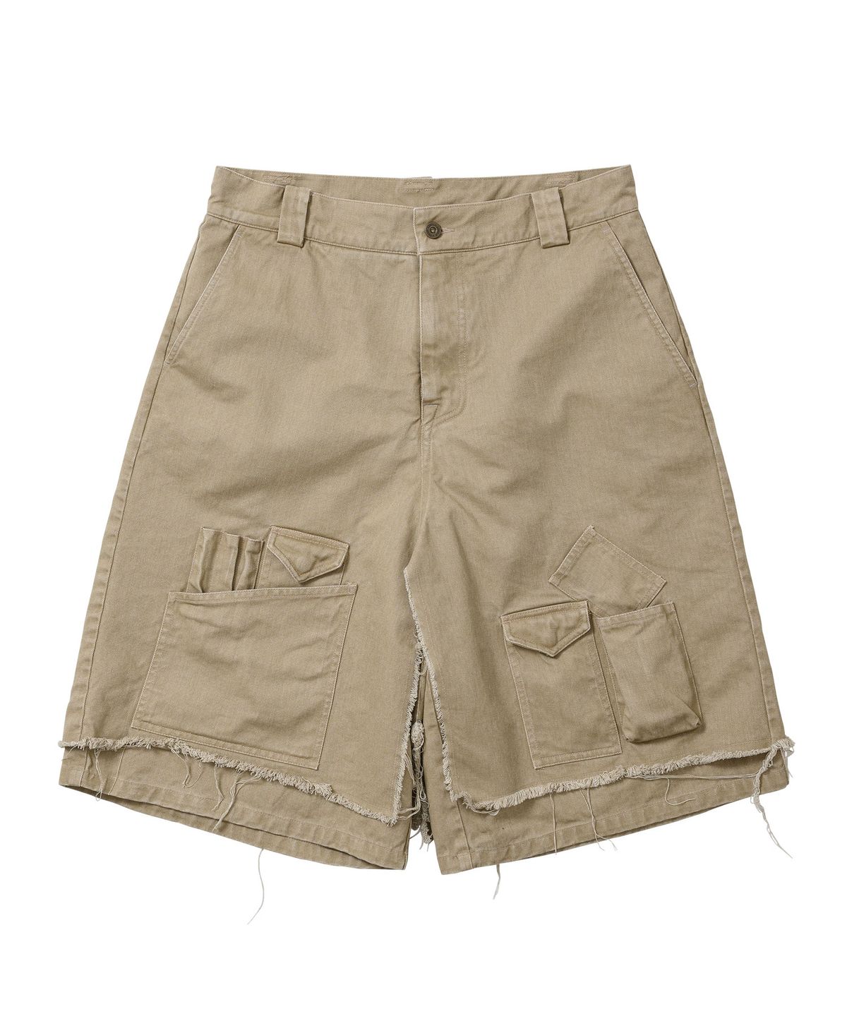 아조바이아조(AJOBYAJO) Washed Layered Cargo Skirt Shorts [BEIGE]