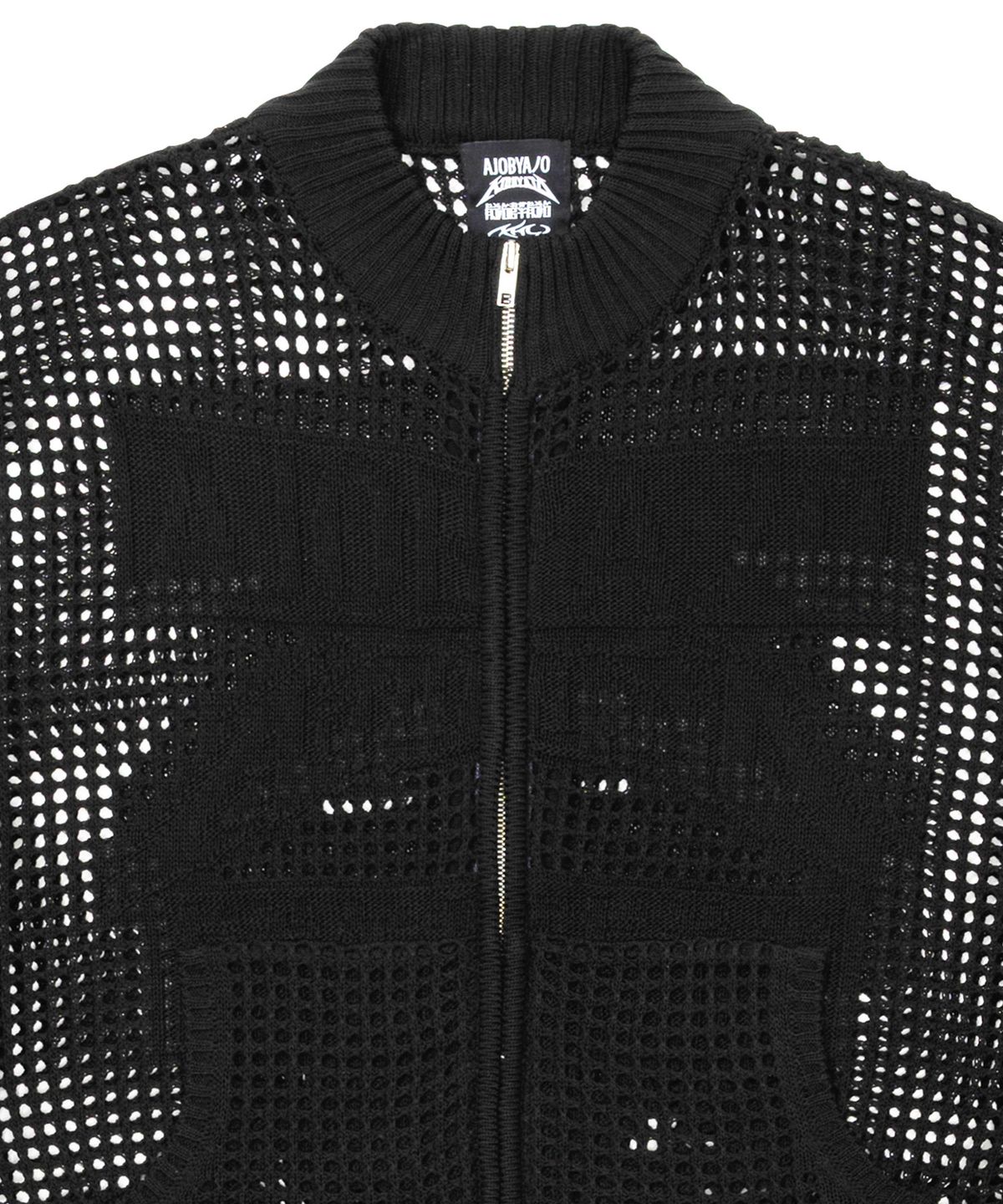아조바이아조(AJOBYAJO) Total Logo Drop Needle Zip-Up [BLACK]