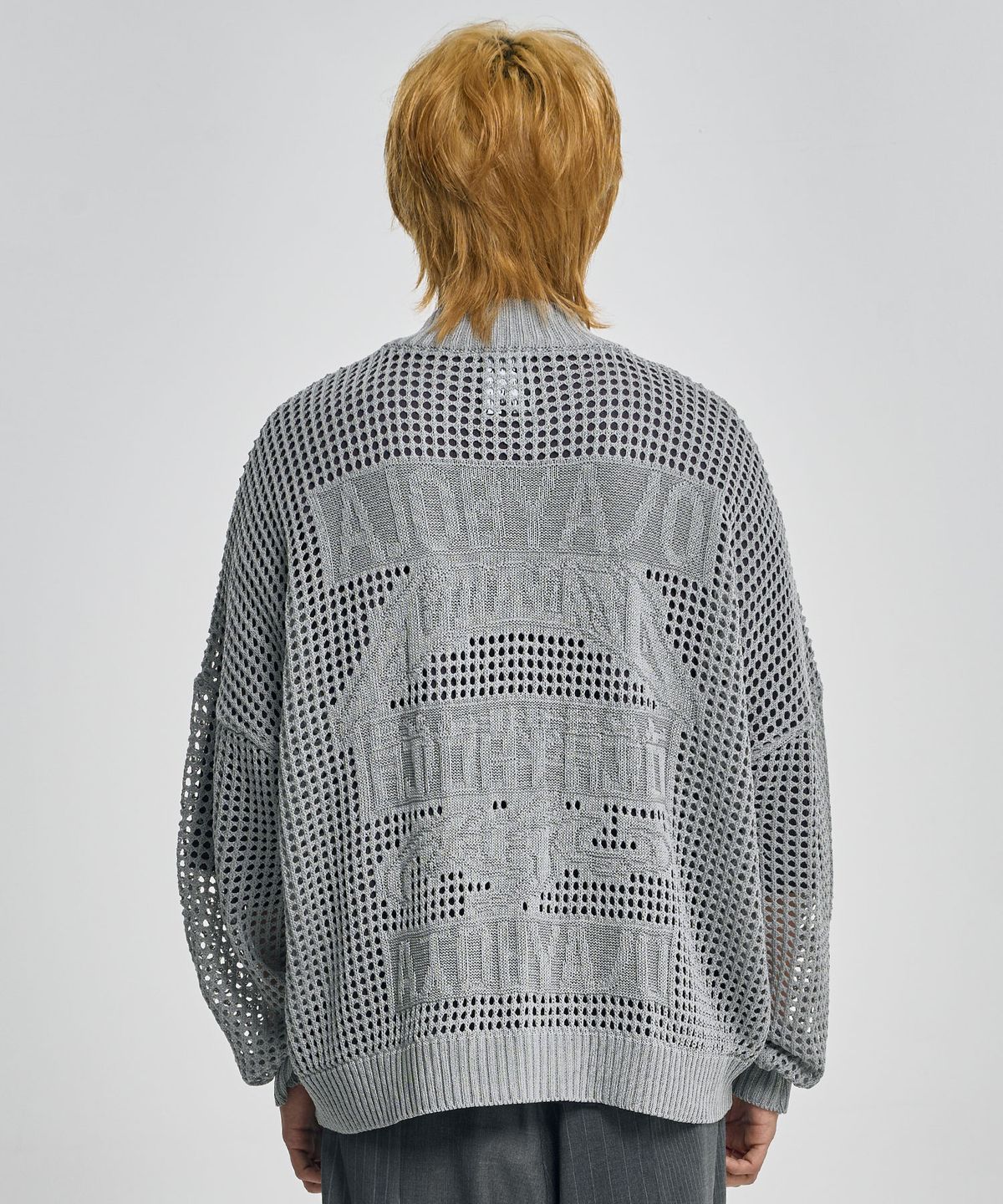 아조바이아조(AJOBYAJO) Total Logo Drop Needle Zip-Up [LIGHT GREY]