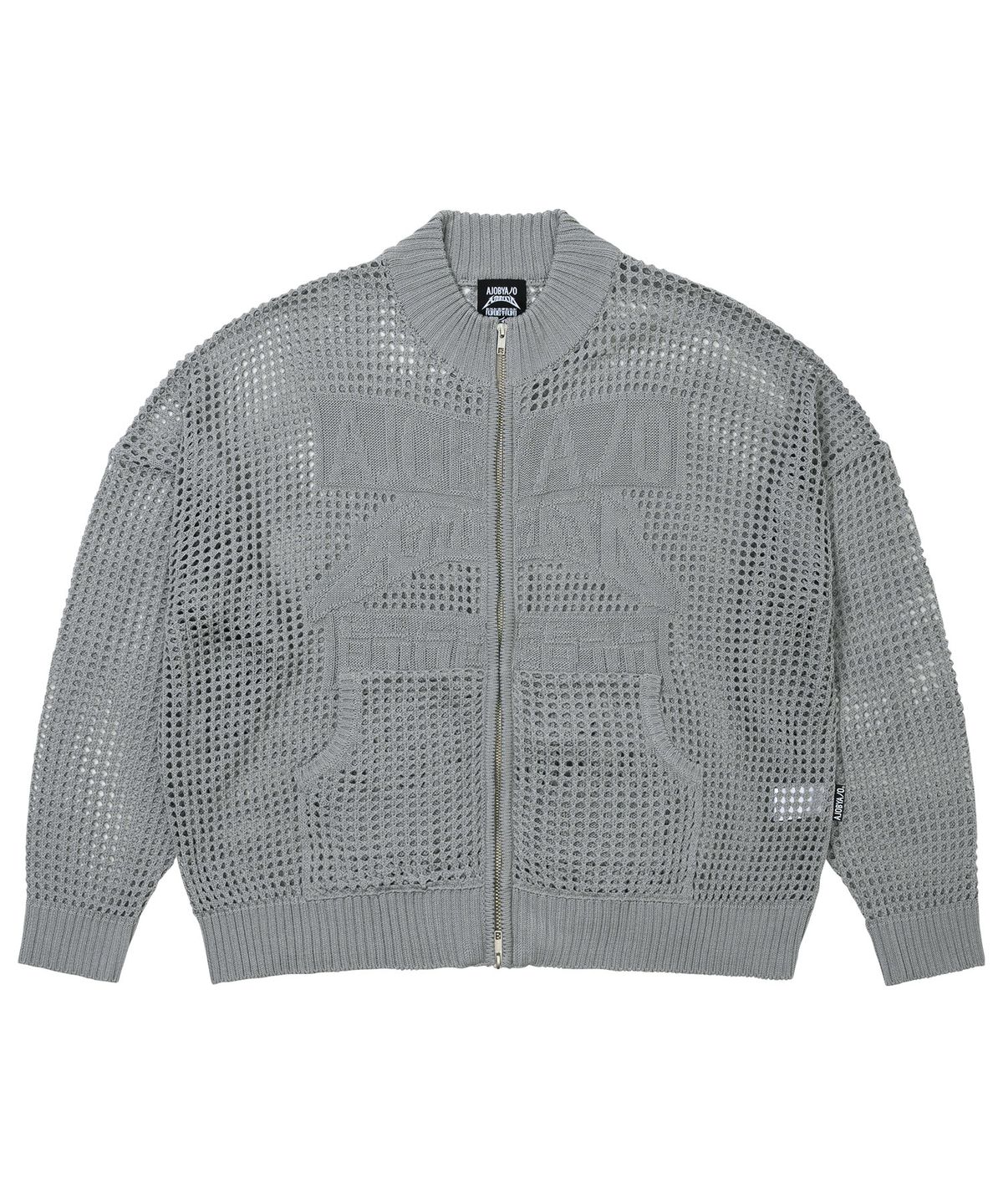 아조바이아조(AJOBYAJO) Total Logo Drop Needle Zip-Up [LIGHT GREY]