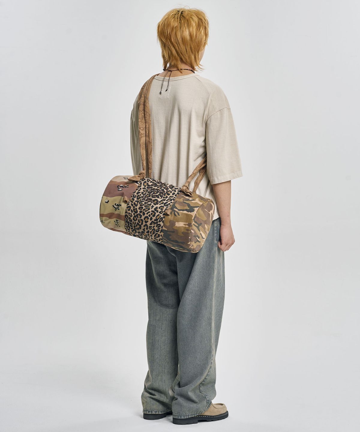 아조바이아조(AJOBYAJO) Pattern Mixed Duffle Bag [CAMEL]