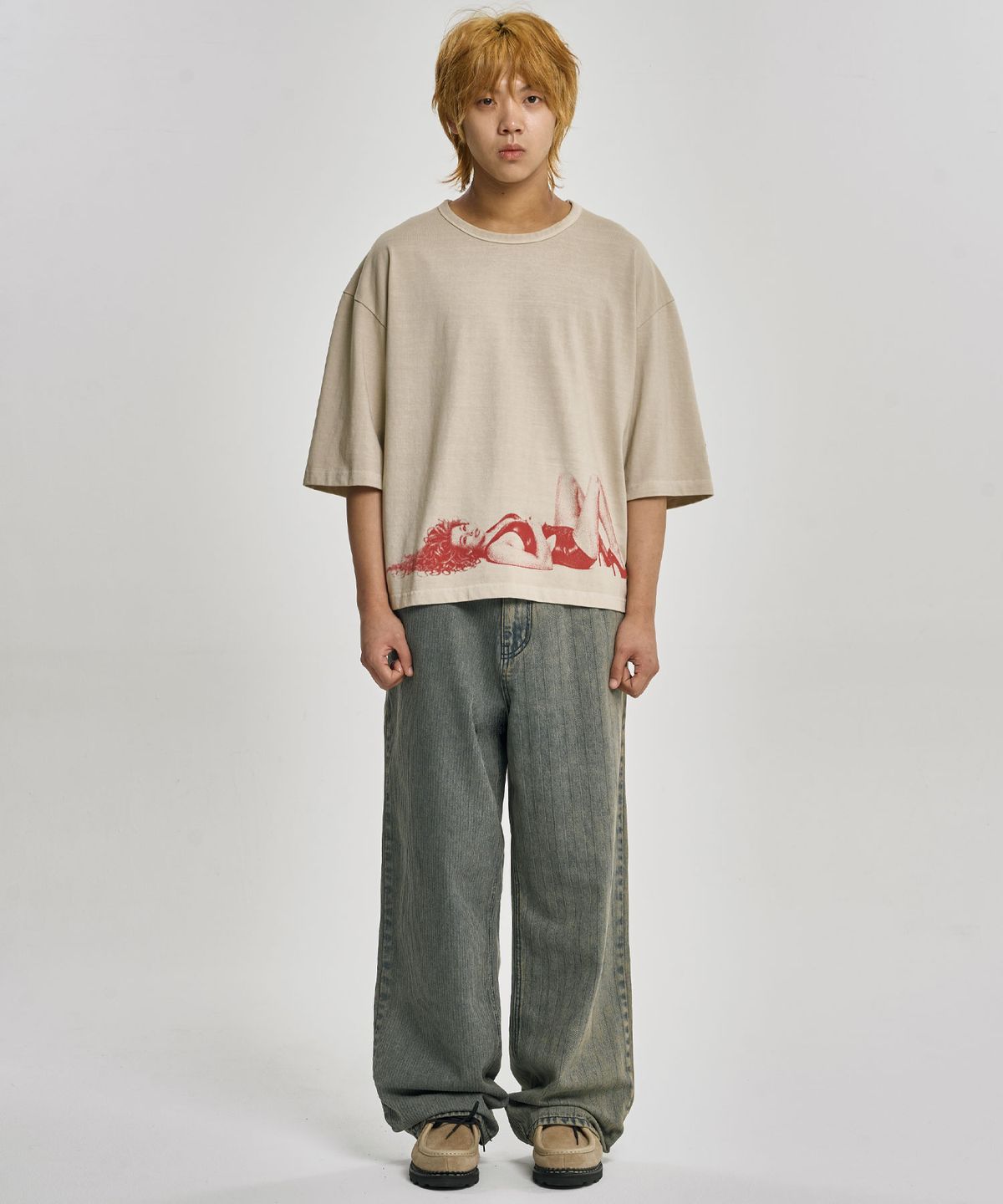아조바이아조(AJOBYAJO) Stripe Contrast Jeans [SAND]