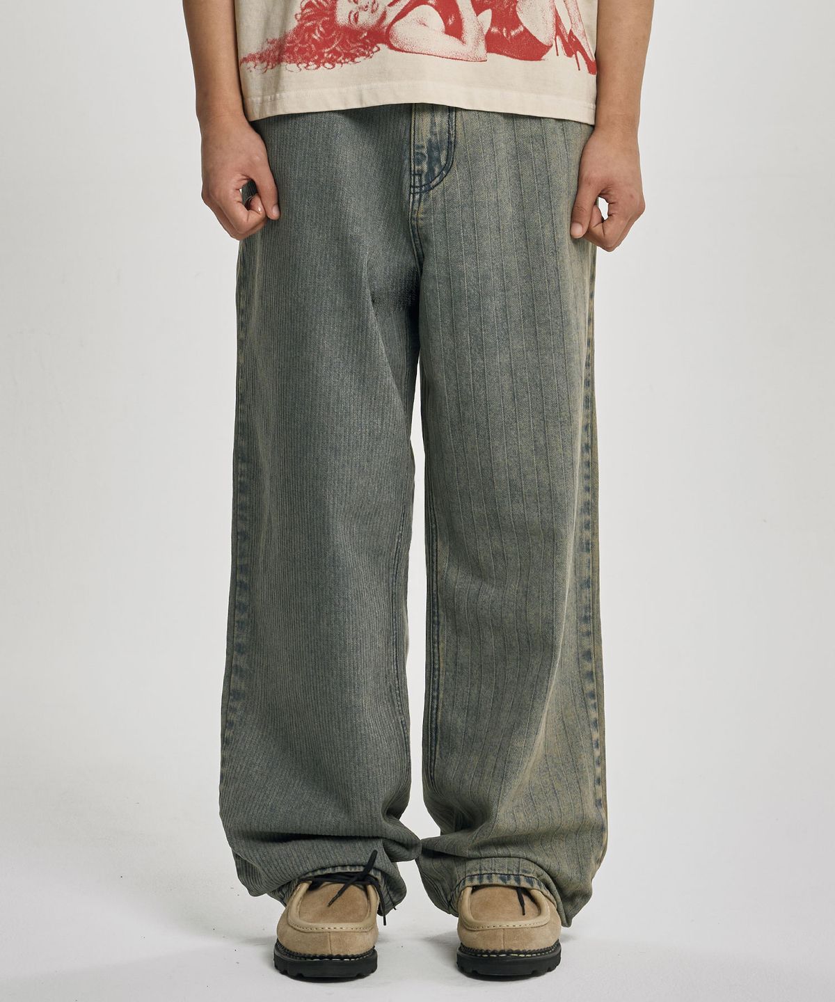아조바이아조(AJOBYAJO) Stripe Contrast Jeans [SAND]