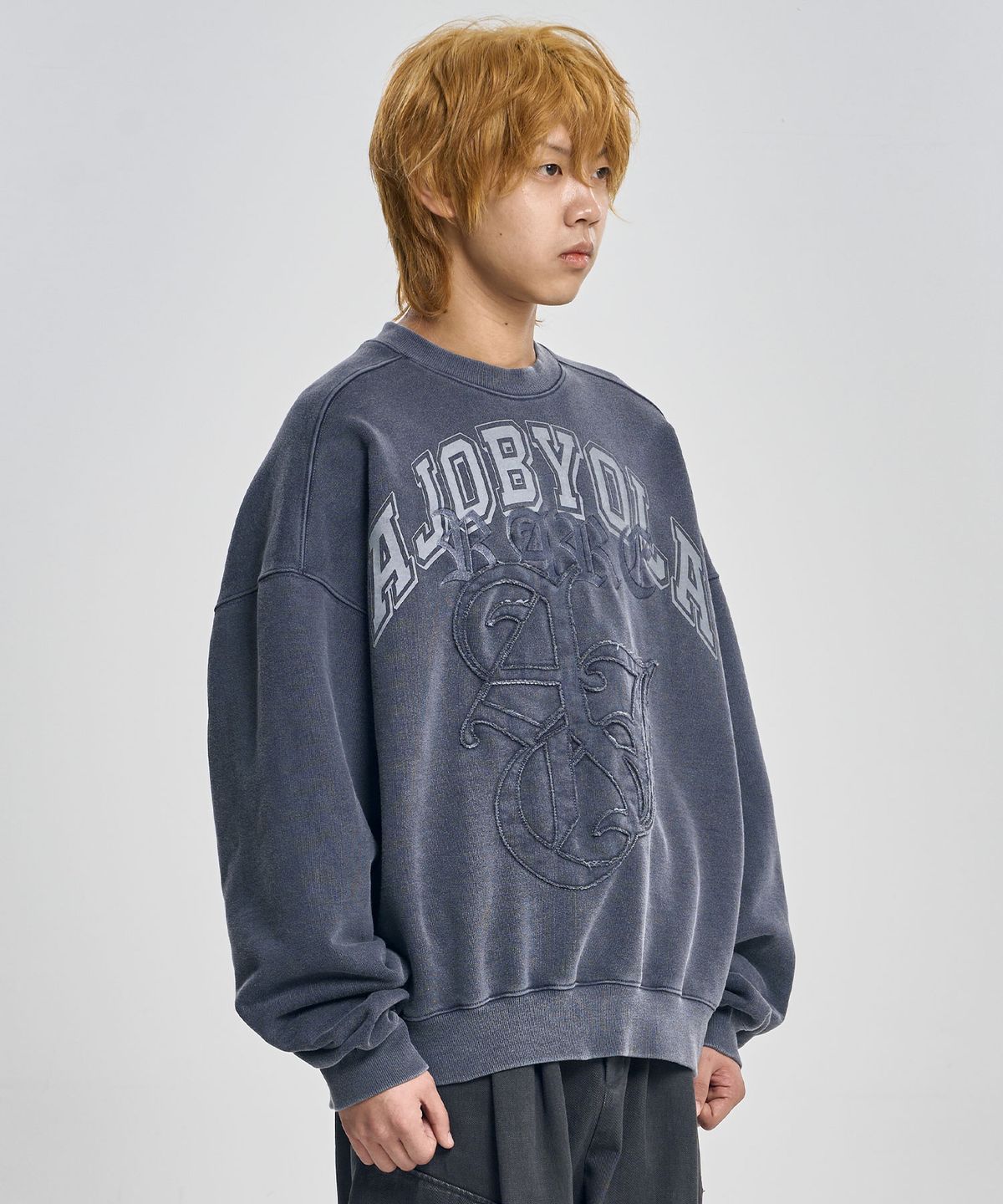 아조바이아조(AJOBYAJO) Rare University Washed Sweatshirt [BLUE]