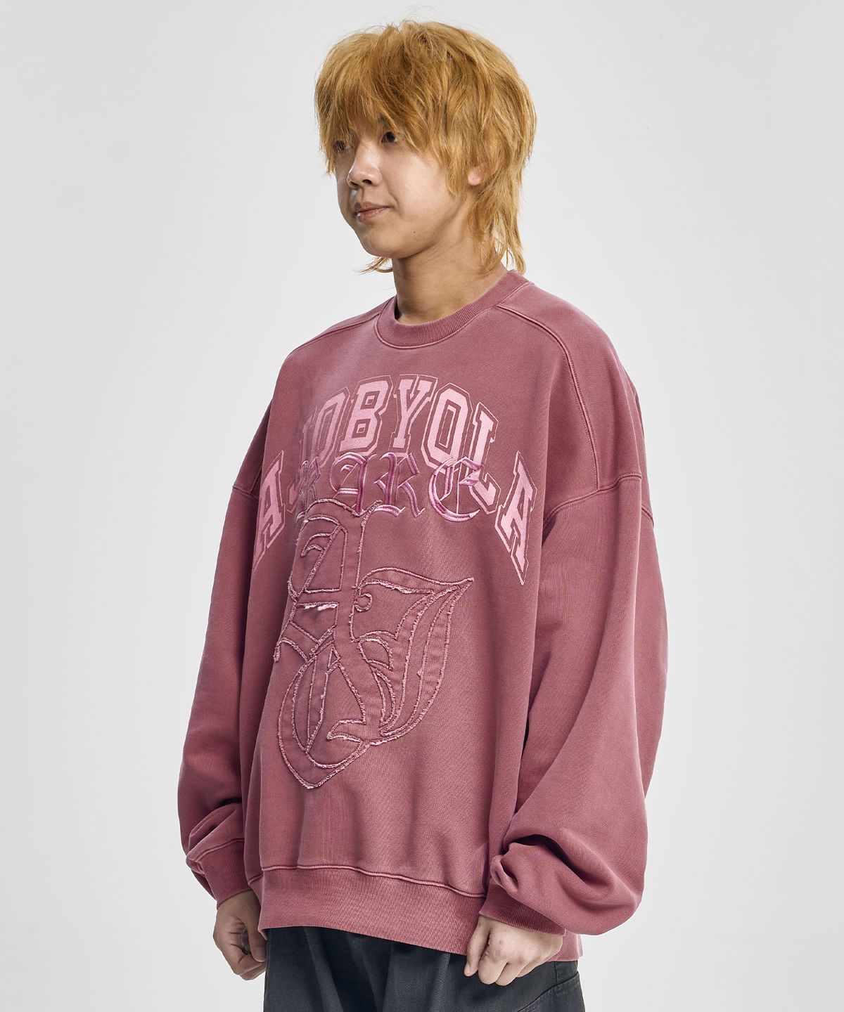 아조바이아조(AJOBYAJO) Rare University Washed Sweatshirt [PINK]