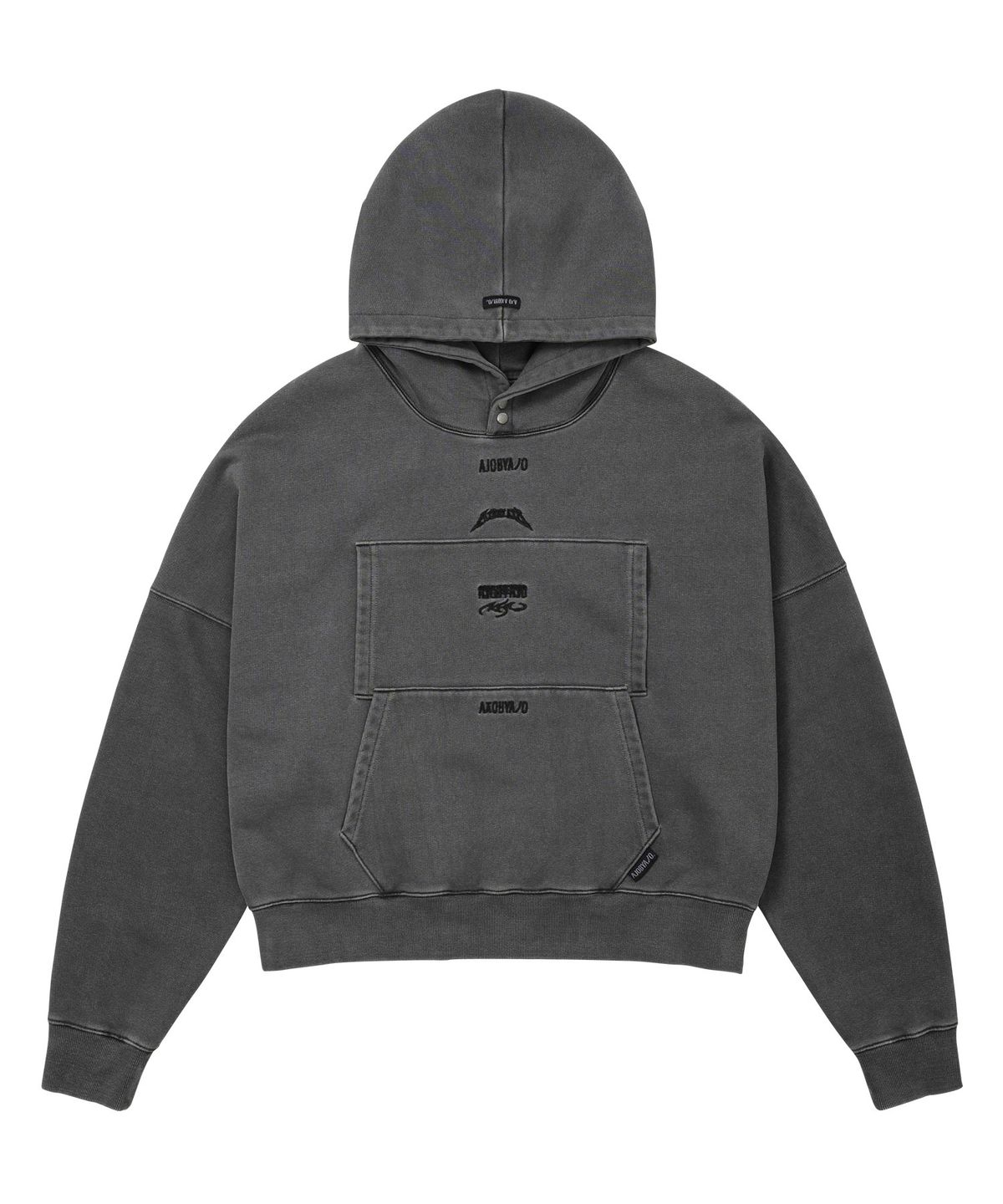 아조바이아조(AJOBYAJO) Dual Pocket Washed Hoodie [CHARCOAL]