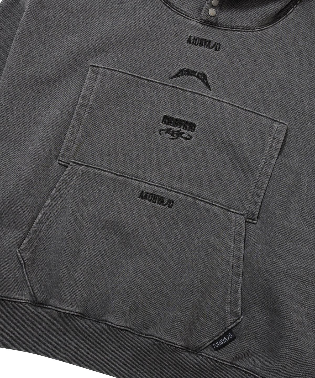 아조바이아조(AJOBYAJO) Dual Pocket Washed Hoodie [CHARCOAL]