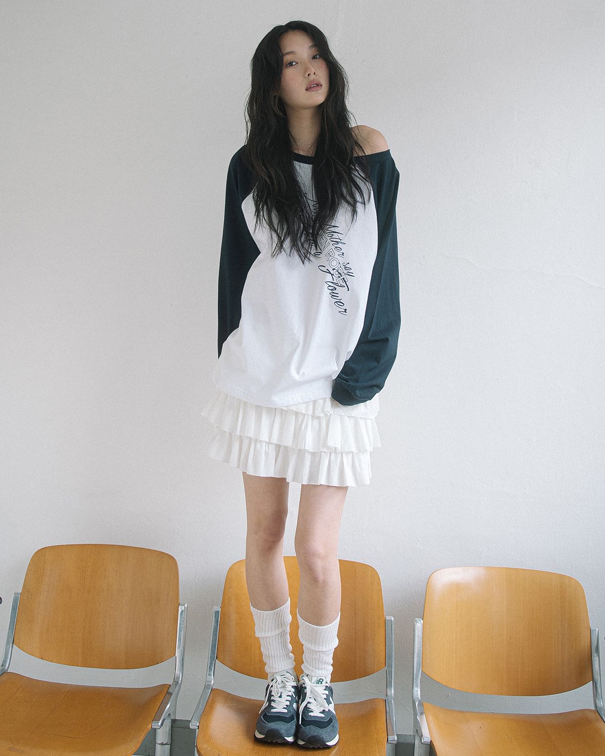 해비즘(HAVISM) LVER BOAT NECK RAGLAN L/S TEE(WHITE)