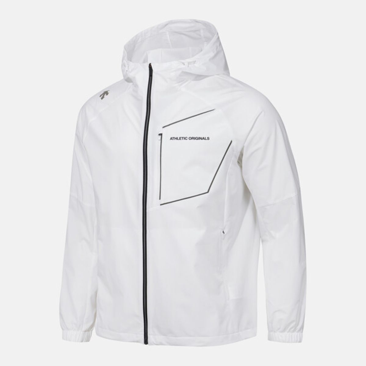 데상트(DESCENTE) 러닝 터프 우븐 후드형 바람막이 자켓 화이트 SR123RWB23