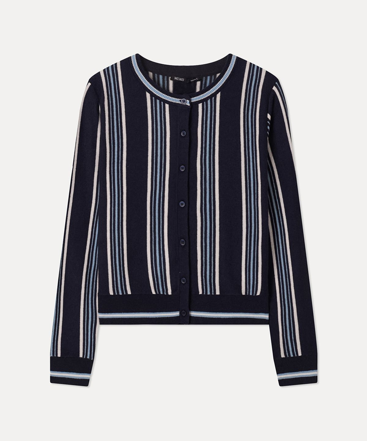 미쏘(MIXXO) 스트라이프 배색 가디건_MIWCKG322T