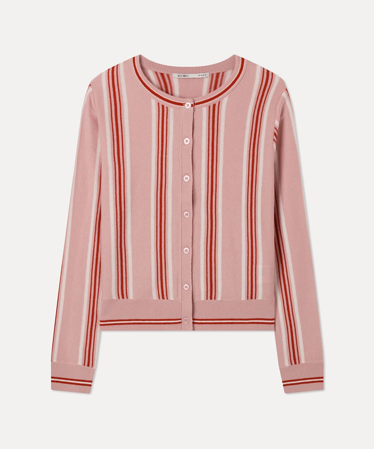 미쏘(MIXXO) 스트라이프 배색 가디건_MIWCKG322T