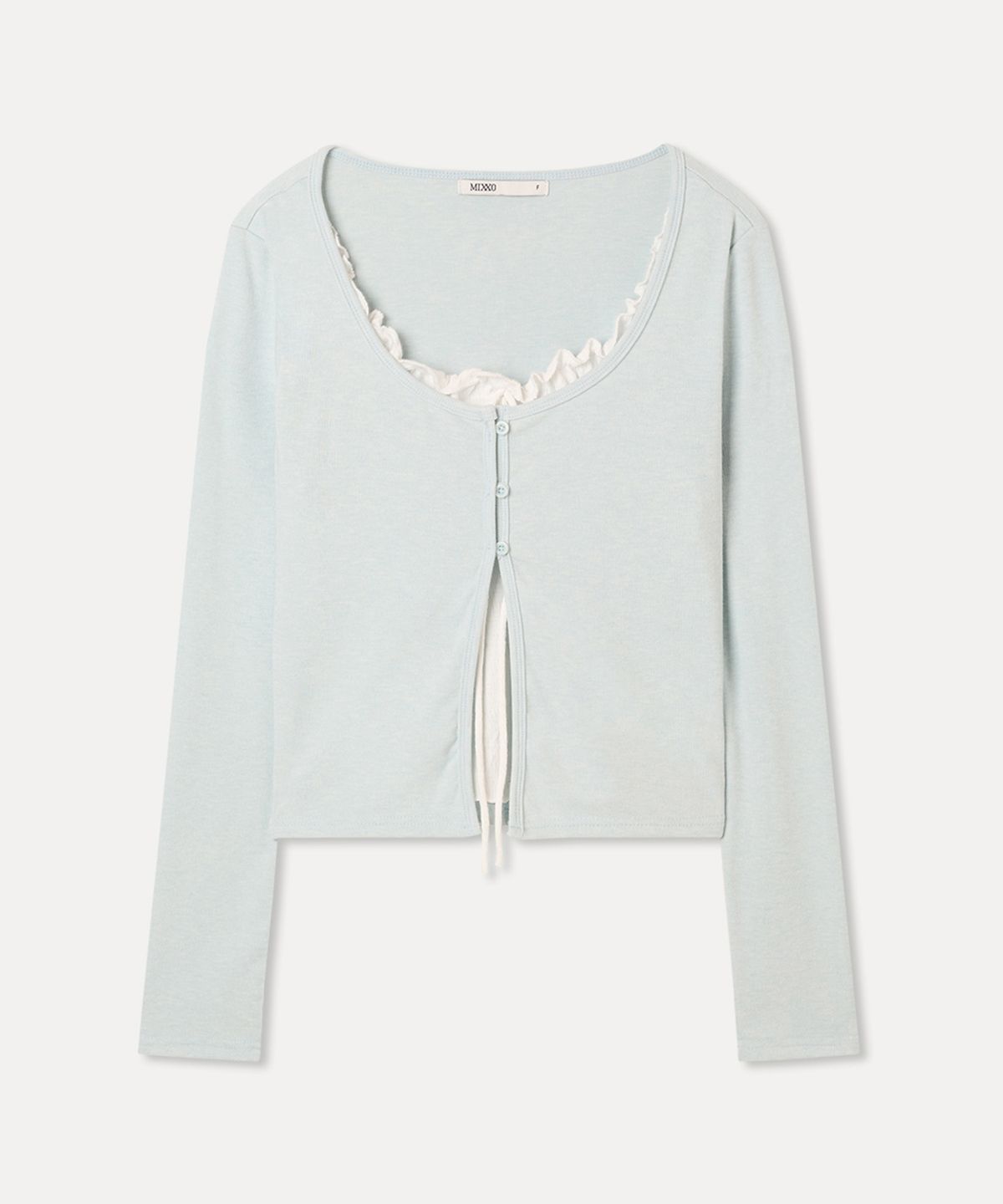 미쏘(MIXXO) 프릴 나시 레이어드 가디건_MIWCMG32SS