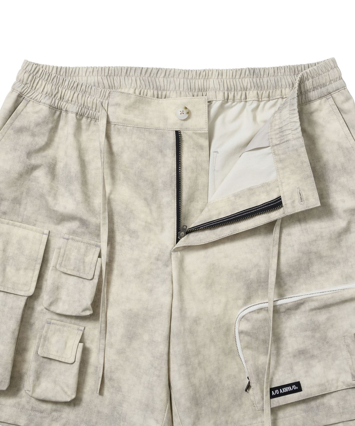 아조바이아조(AJOBYAJO) Printed Tie-Dye Cargo Shorts [IVORY]