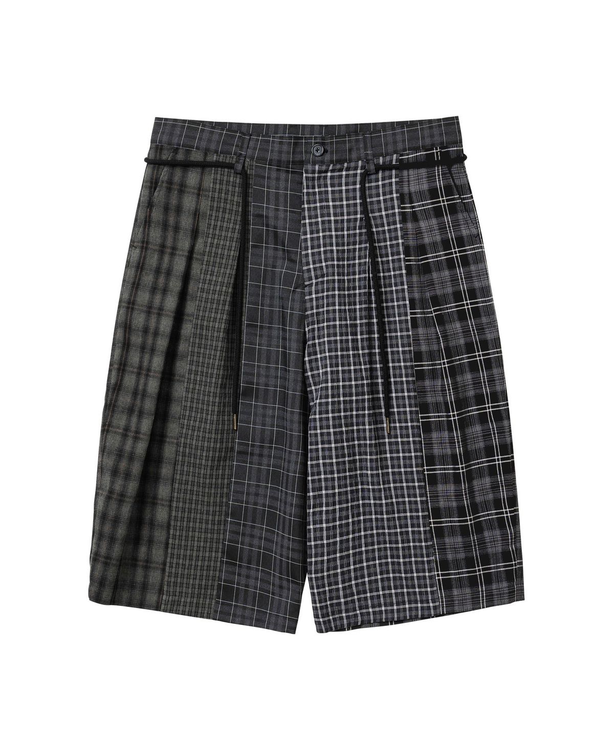 아조바이아조(AJOBYAJO) Check Mixed Bermuda Pants [BLACK]