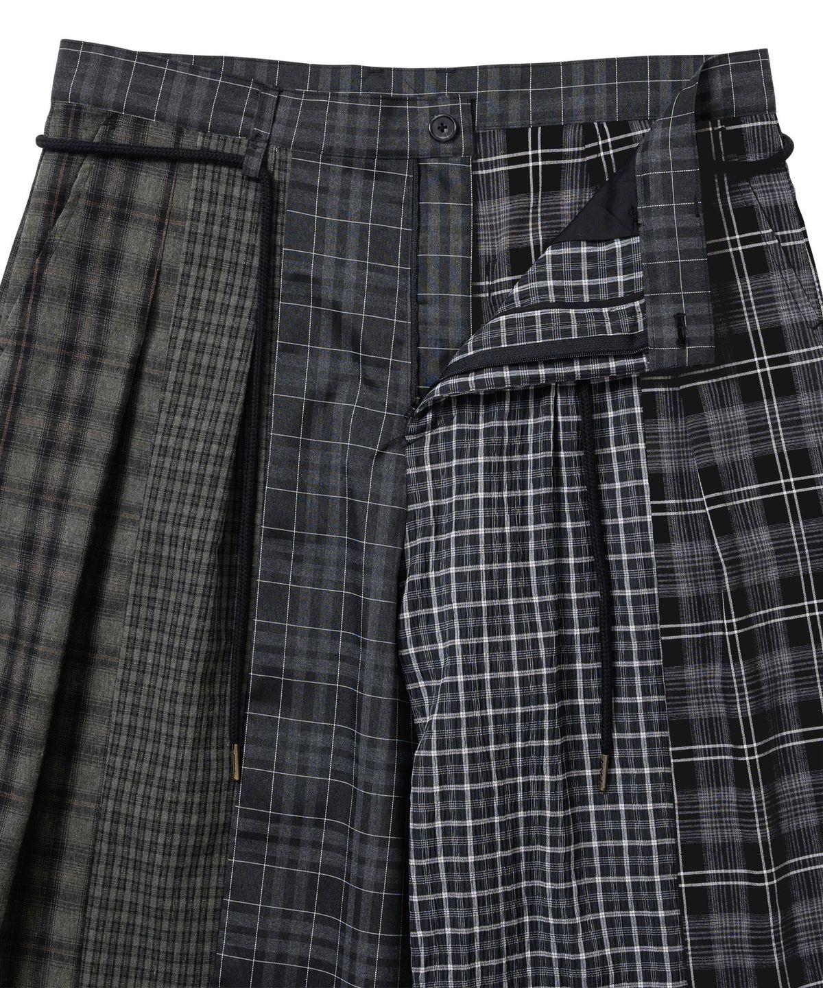 아조바이아조(AJOBYAJO) Check Mixed Bermuda Pants [BLACK]