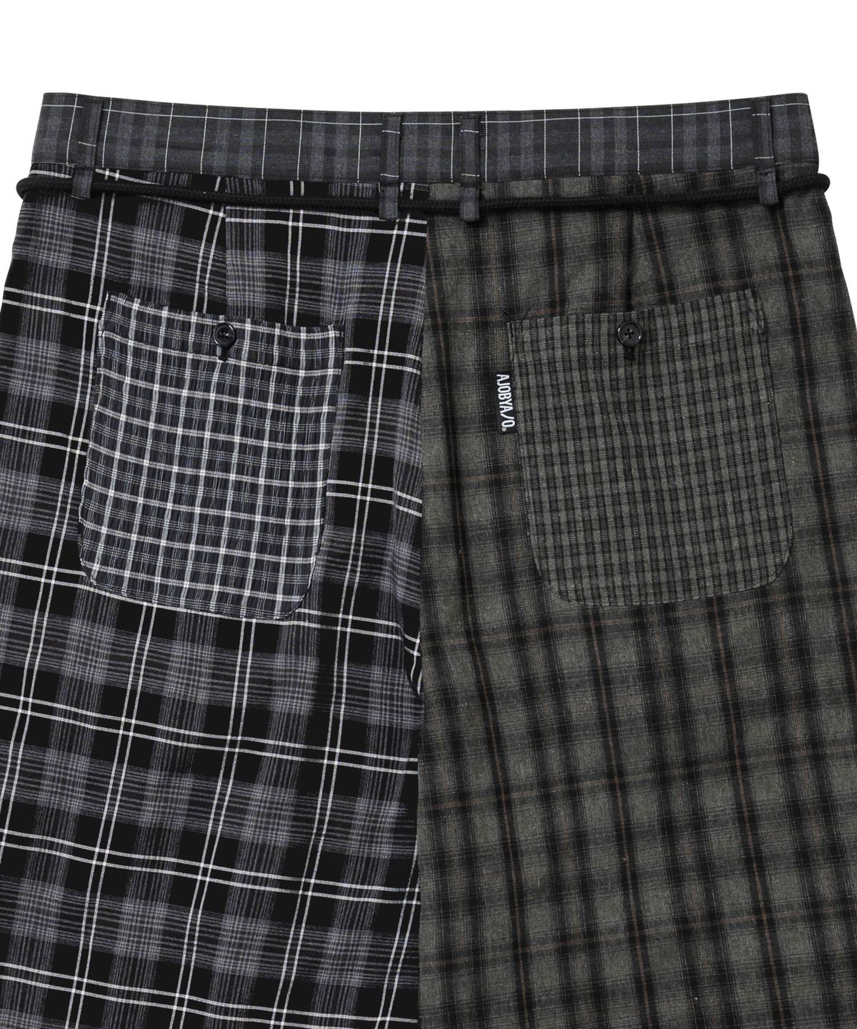 아조바이아조(AJOBYAJO) Check Mixed Bermuda Pants [BLACK]