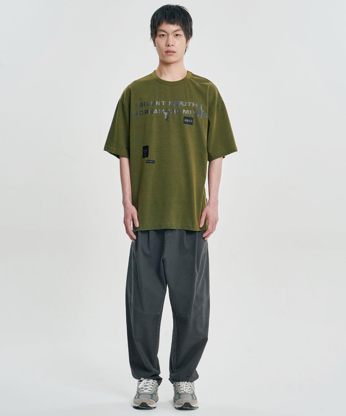 아조바이아조(AJOBYAJO) SMSM Slogan T-Shirt [KHAKI]