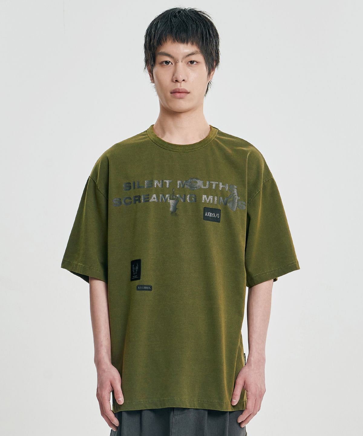 아조바이아조(AJOBYAJO) SMSM Slogan T-Shirt [KHAKI]