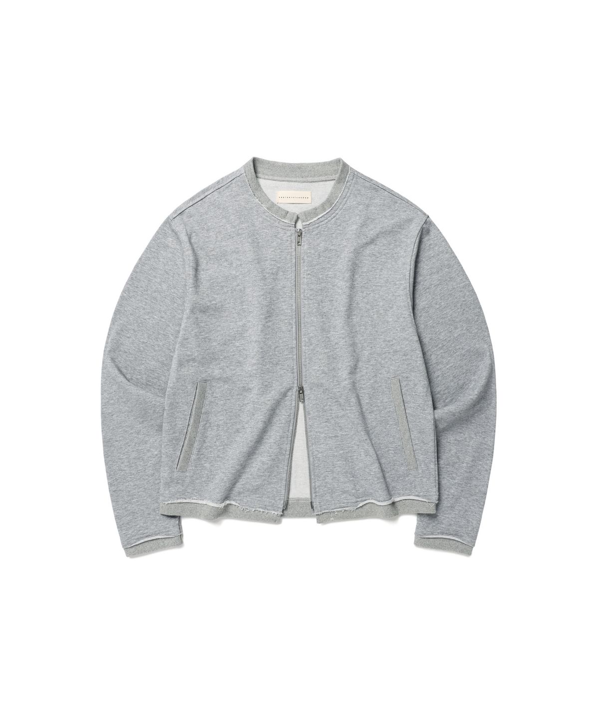 이스트서비스샵(eastserviceshop) 네추럴 커팅 논카라 자켓 - 멜란지 그레이