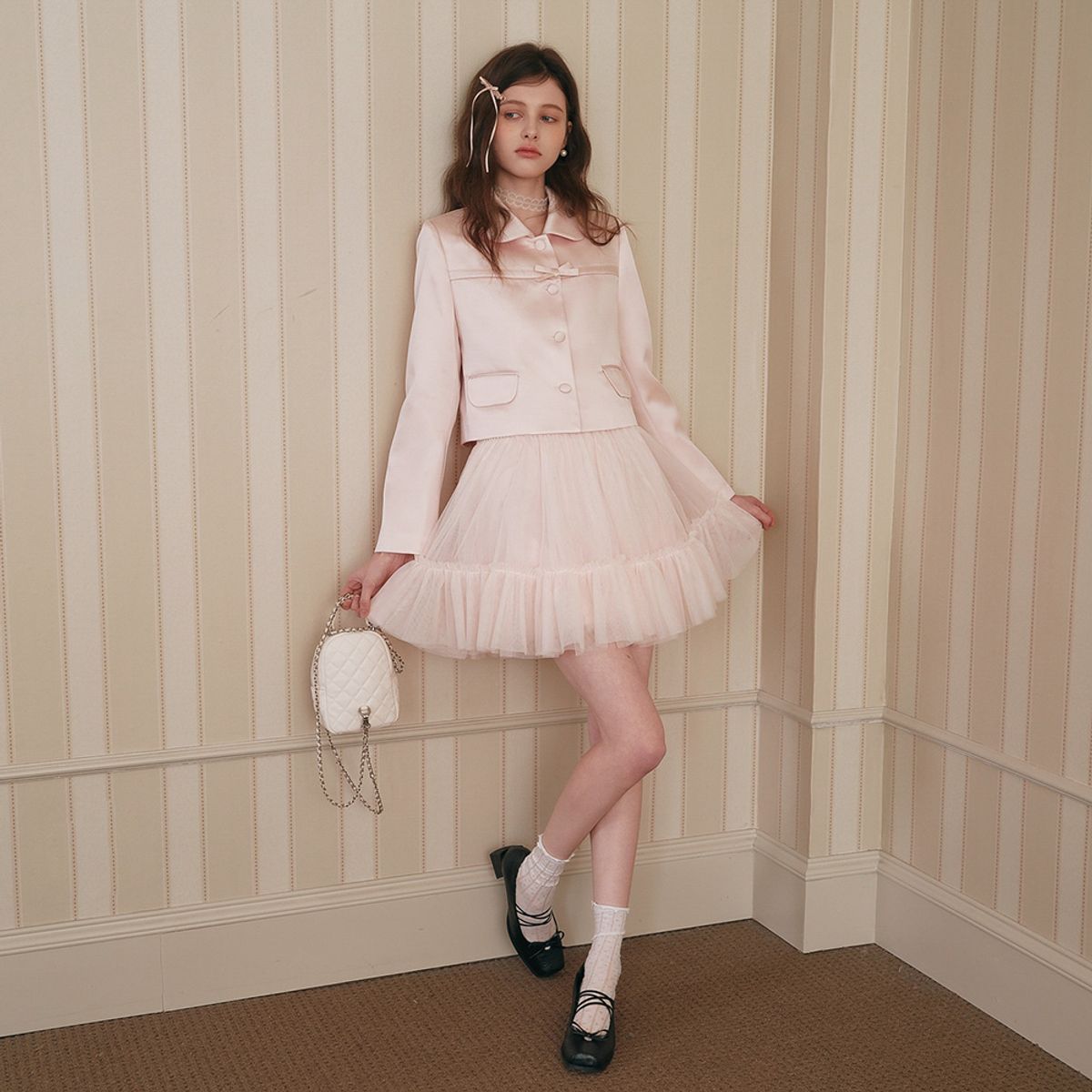 쎄무아듀(CEST MOIDEW) Cest_Pink satin camisole dress