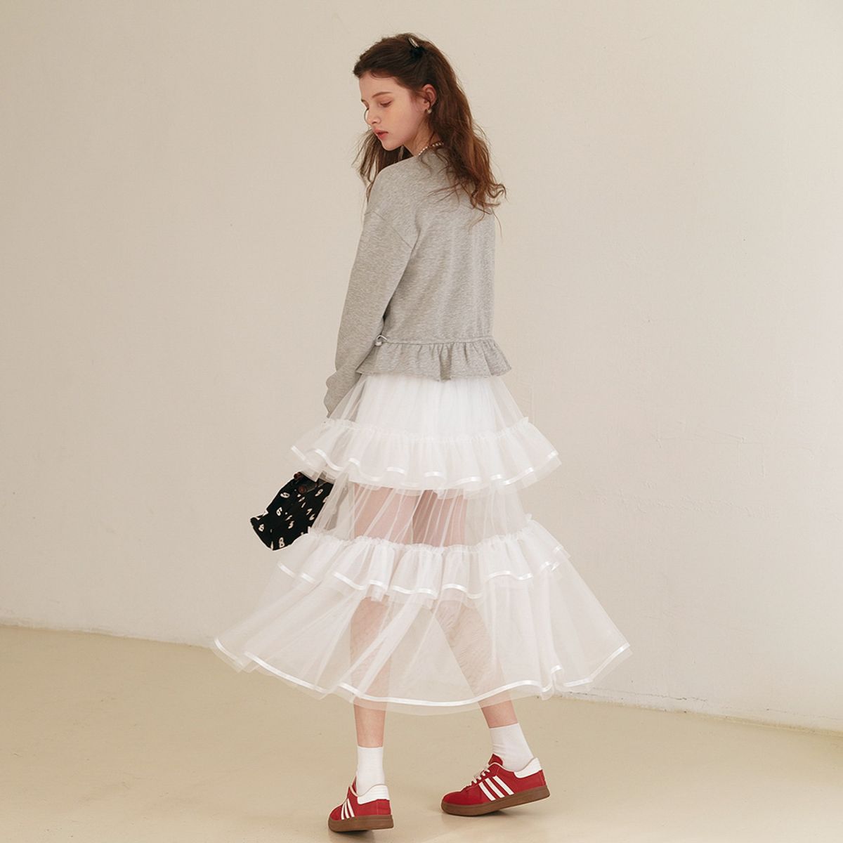 쎄무아듀(CEST MOIDEW) Cest_Mesh layer see through skirt