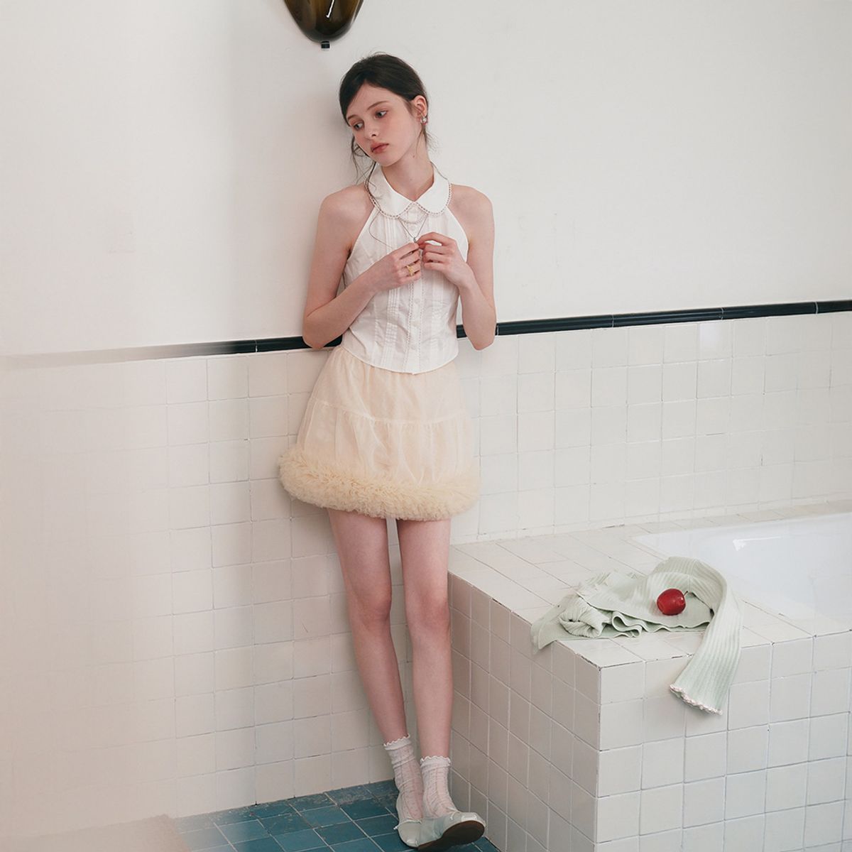 쎄무아듀(CEST MOIDEW) Cest_Cloud mesh banding skirt