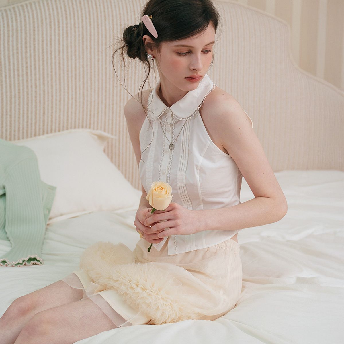 쎄무아듀(CEST MOIDEW) Cest_Cloud mesh banding skirt