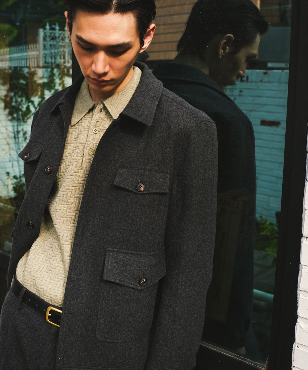 비베르데(VIIVERDE) Evening Wool Blouson Grey