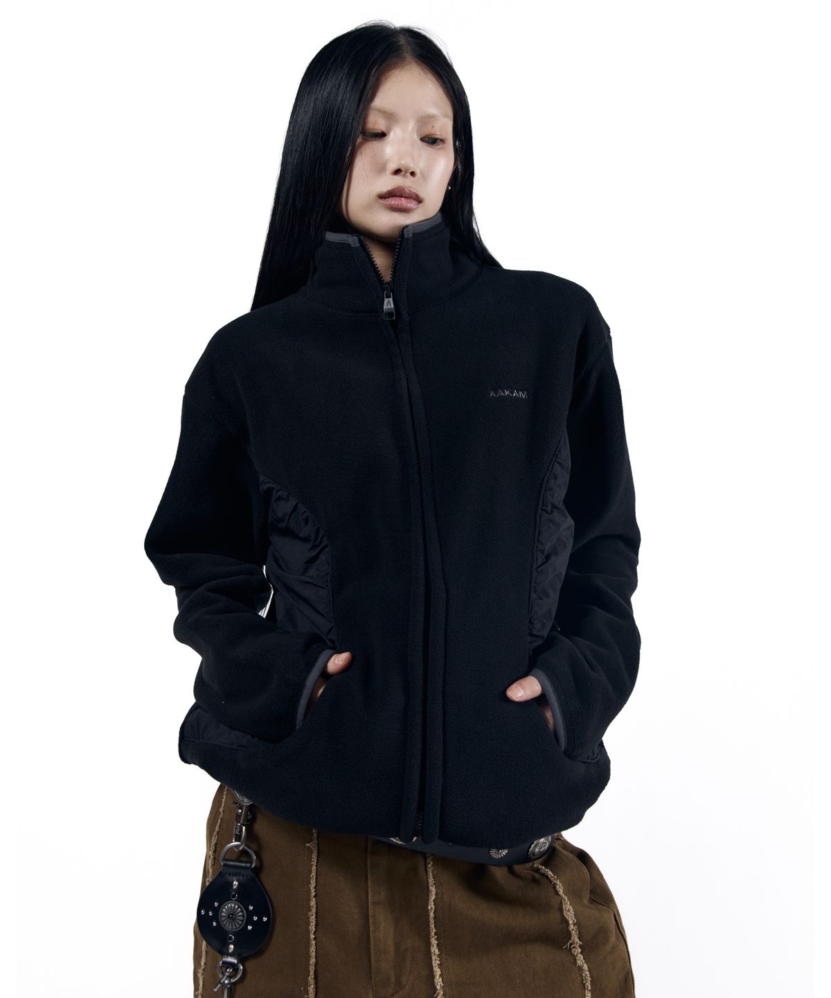 아캄(AAKAM) Contrast Fleece Jacket (Black)