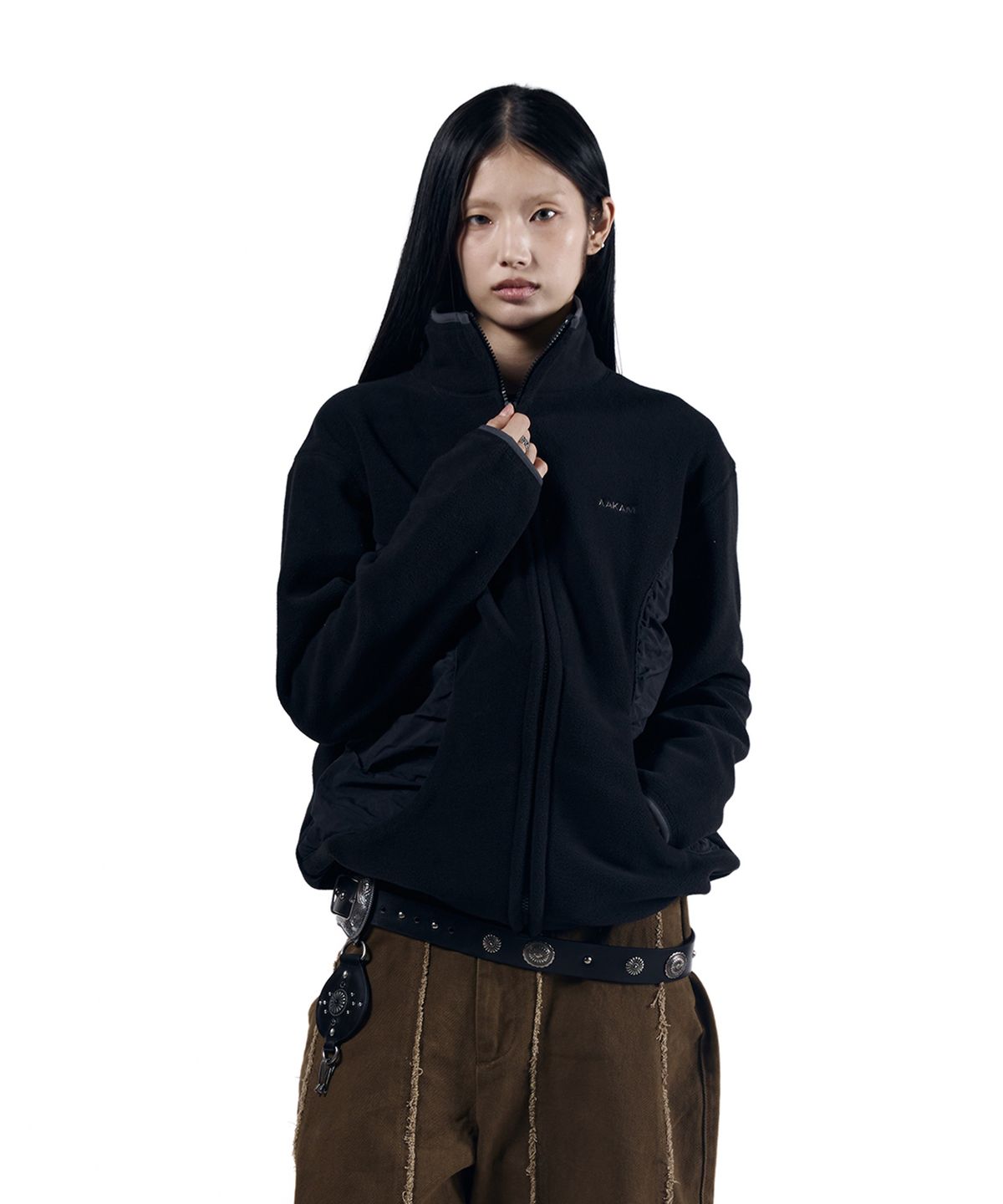 아캄(AAKAM) Contrast Fleece Jacket (Black)
