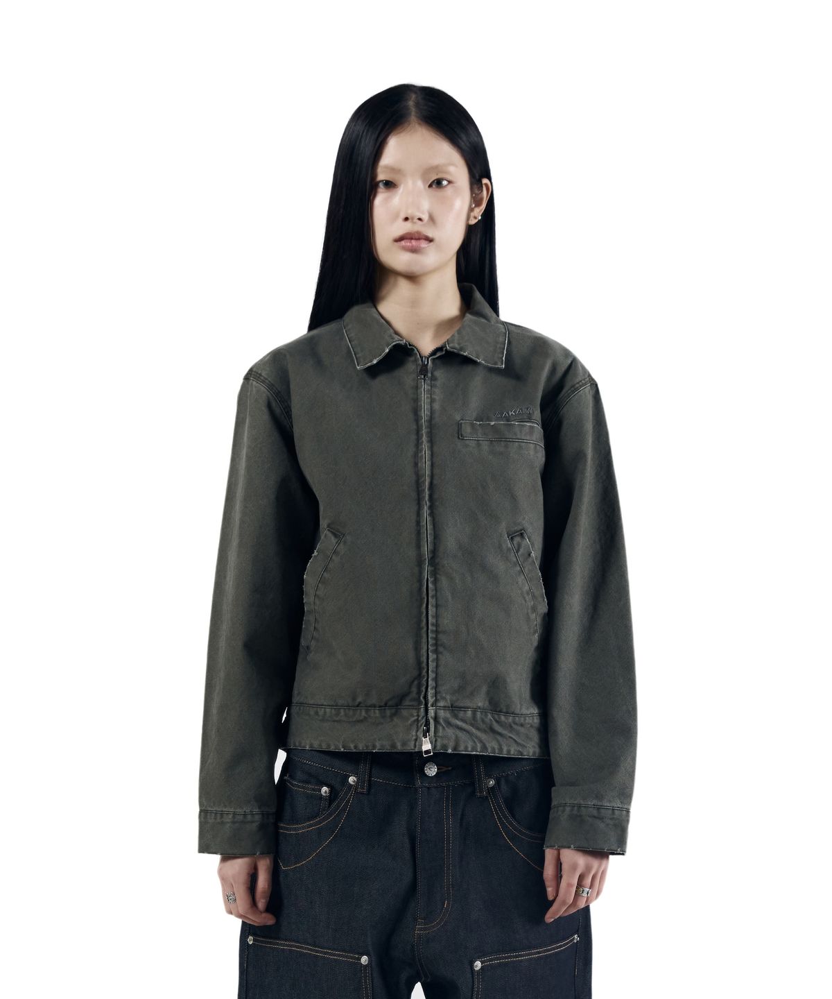 아캄(AAKAM) Walt Damaged Cotton Jacket (Khaki)
