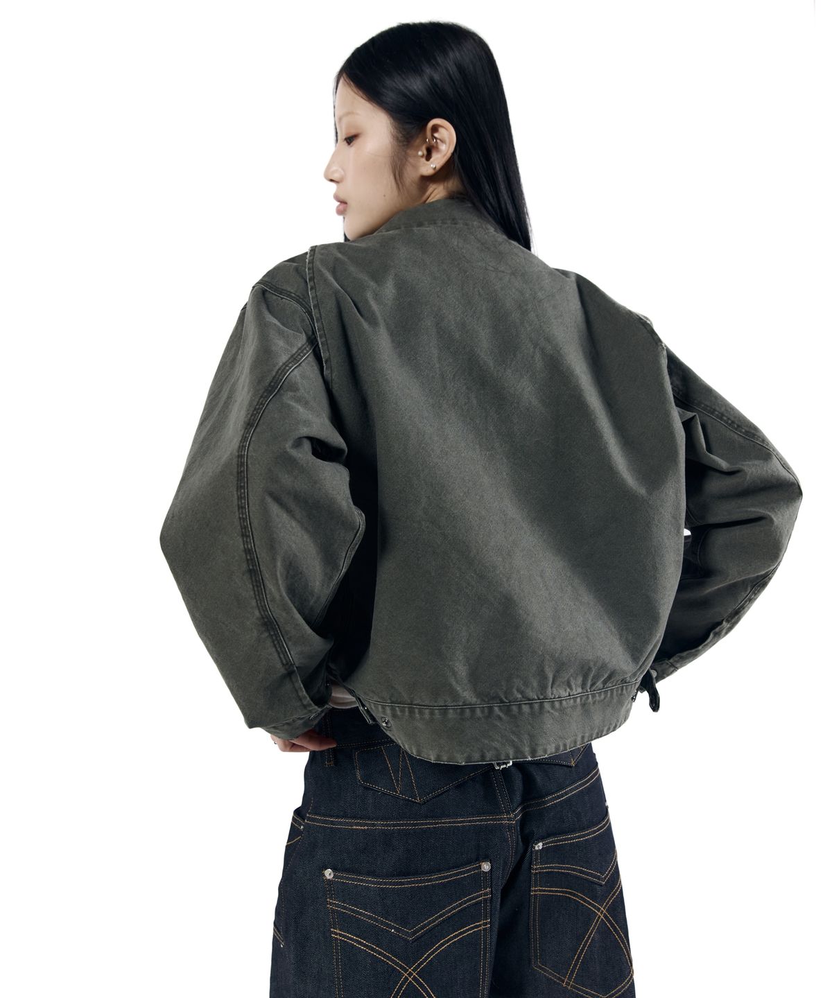 아캄(AAKAM) Walt Damaged Cotton Jacket (Khaki)