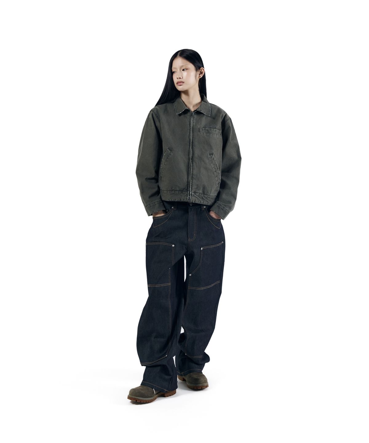 아캄(AAKAM) Walt Damaged Cotton Jacket (Khaki)