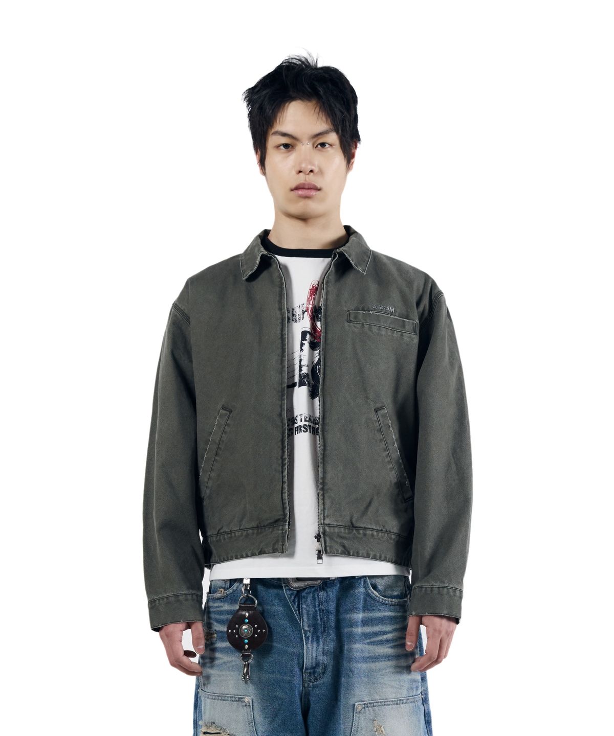 아캄(AAKAM) Walt Damaged Cotton Jacket (Khaki)