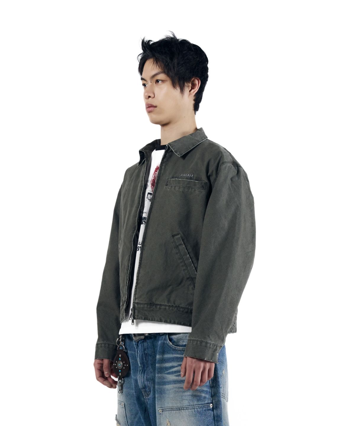 아캄(AAKAM) Walt Damaged Cotton Jacket (Khaki)