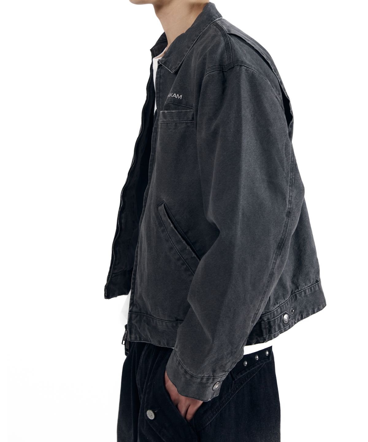 아캄(AAKAM) Walt Damaged Cotton Jacket (Black)