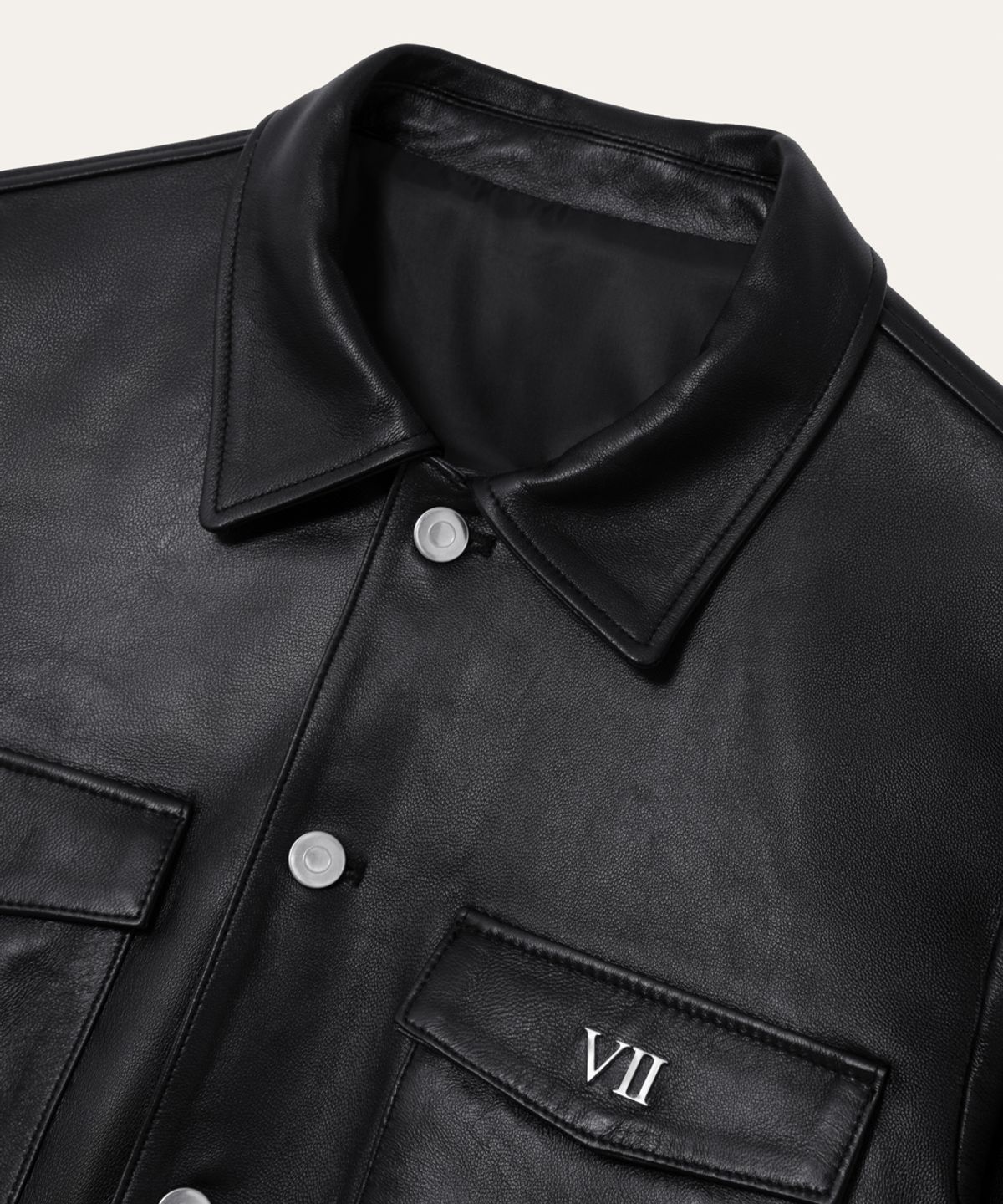 비베르데(VIIVERDE) Cow Leather Trucker Jacket Black