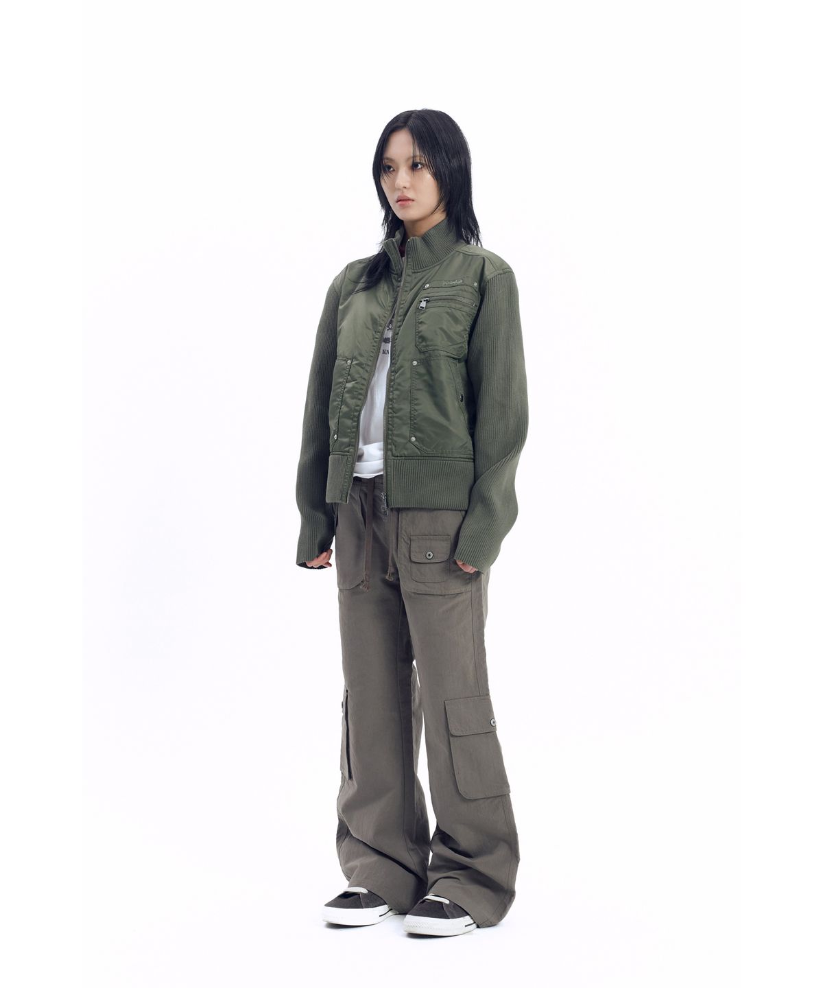 아캄(AAKAM) Knitted Nylon Jacket (Khaki)