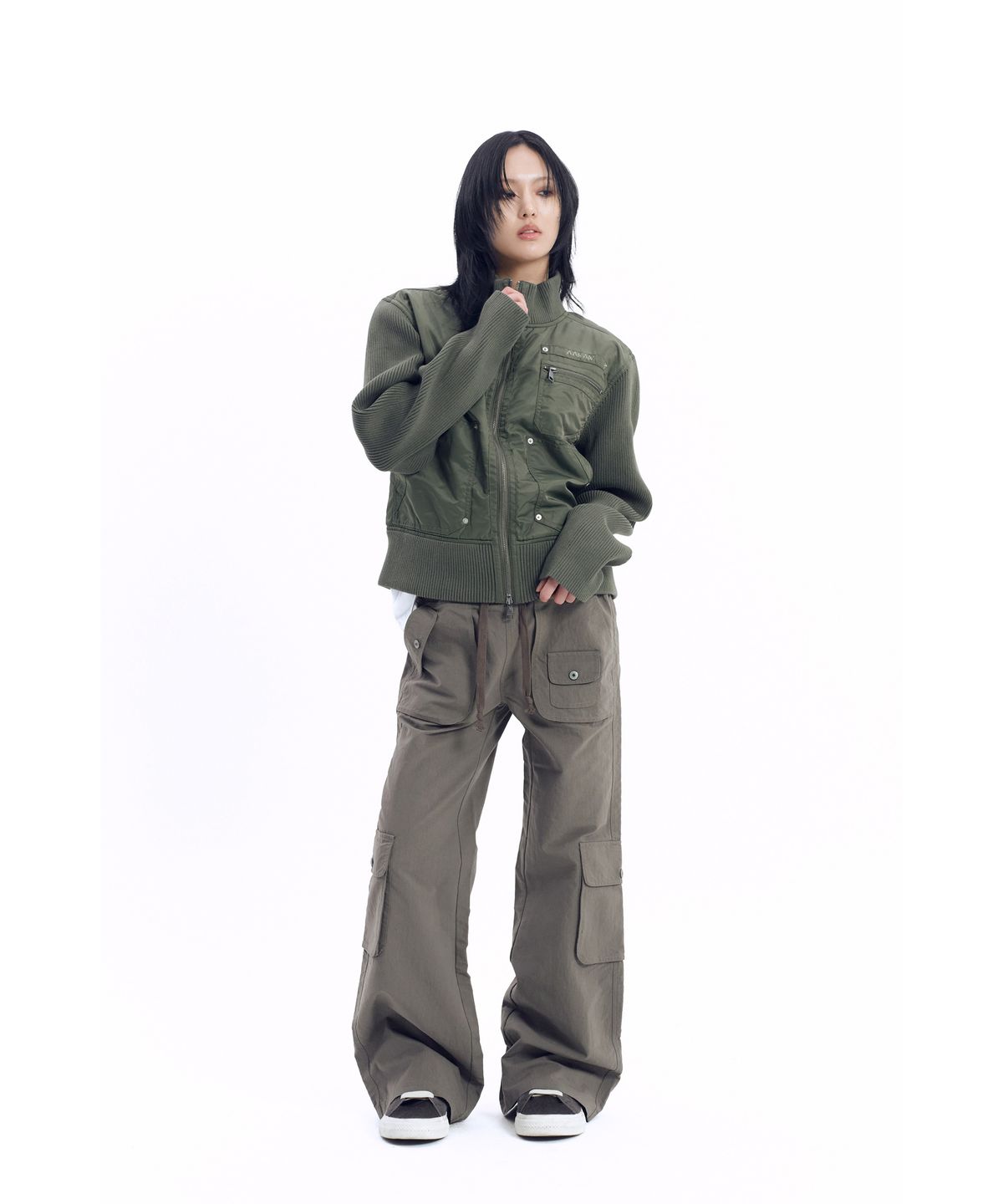 아캄(AAKAM) Knitted Nylon Jacket (Khaki)
