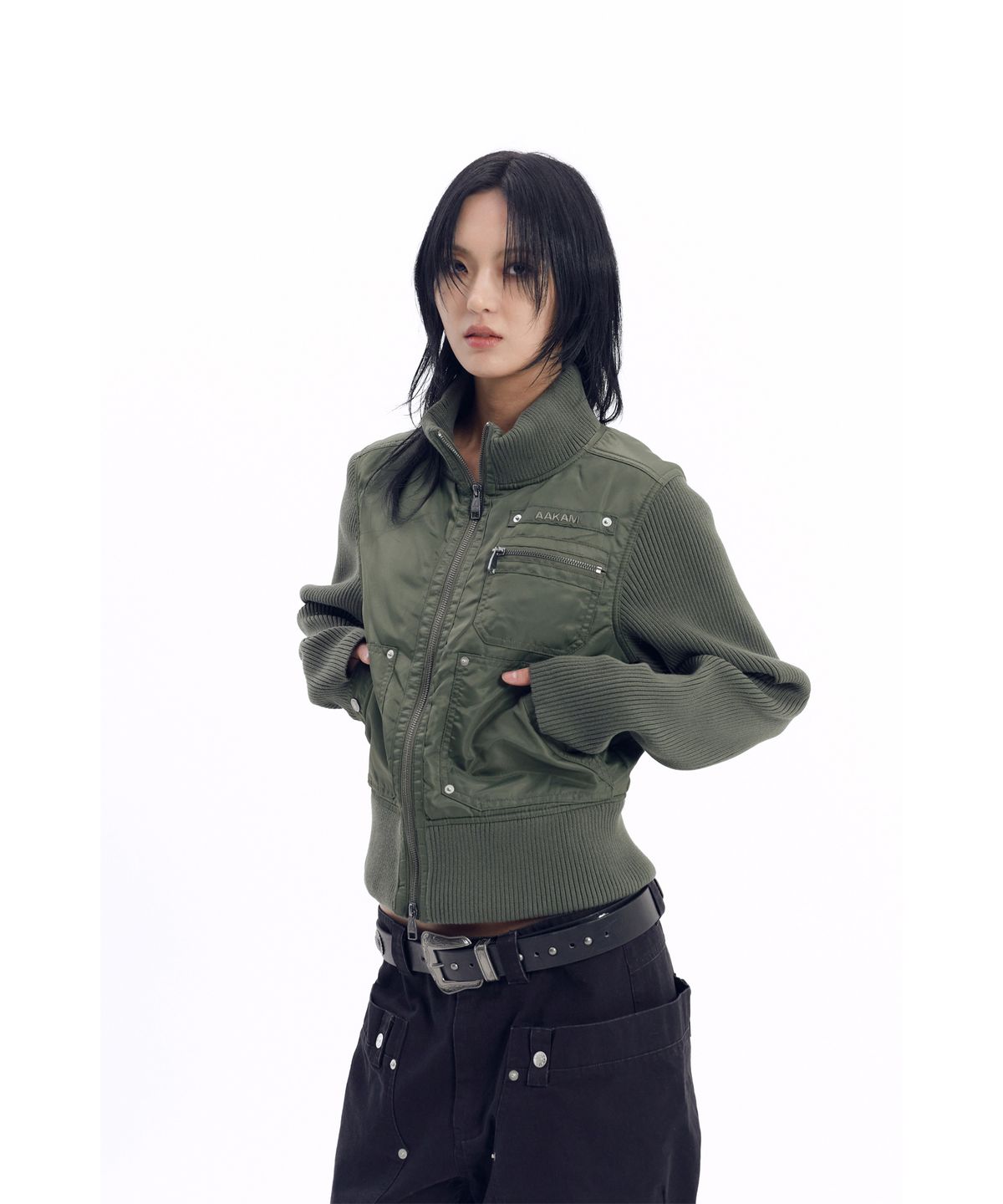 아캄(AAKAM) Knitted Nylon Jacket (Khaki)